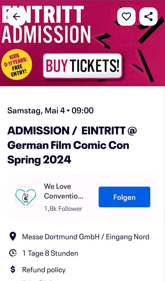 Comic Con Dortmund Tickets in Schwarzenbek