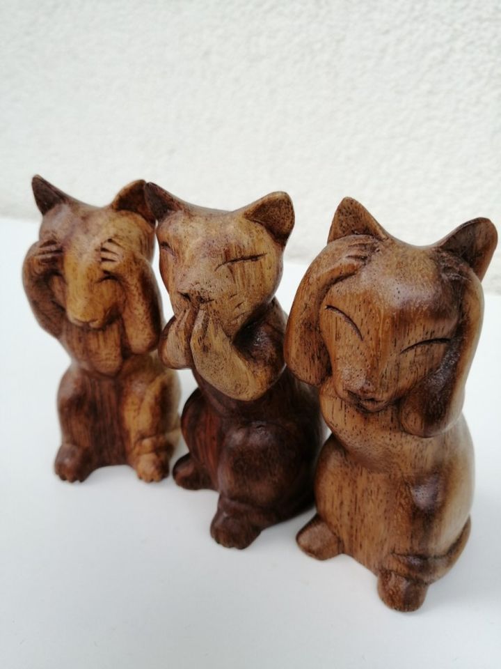 Holzkatzen 3er Set Katzen Skulptur nicht sehen nicht hören nicht in Magdeburg