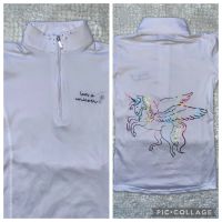 NEUw Mädchen Sport-T-Shirt weiß Einhorn 116-122 Youth QHP Nordrhein-Westfalen - Bottrop Vorschau