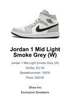 JORDAN 1 Mid Light Smoke Grey Gr. 42 Bayern - Deining Vorschau