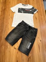 C&A Set Jeans Short + Shirt Gr. 140 grau weiß Sachsen - Machern Vorschau