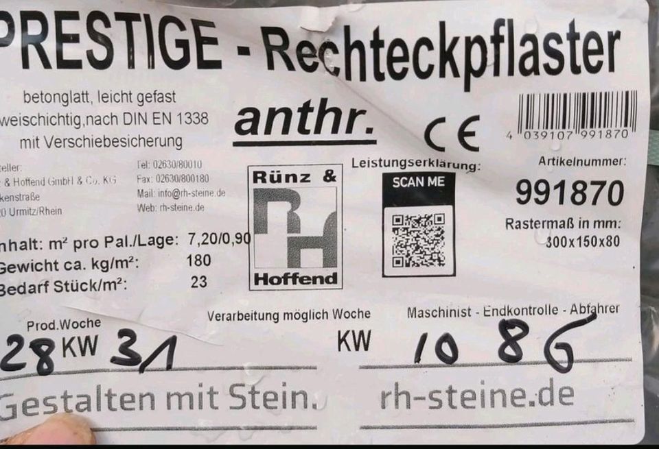 Rechteckpflastersteine in Anthrazit in Kleinmaischeid