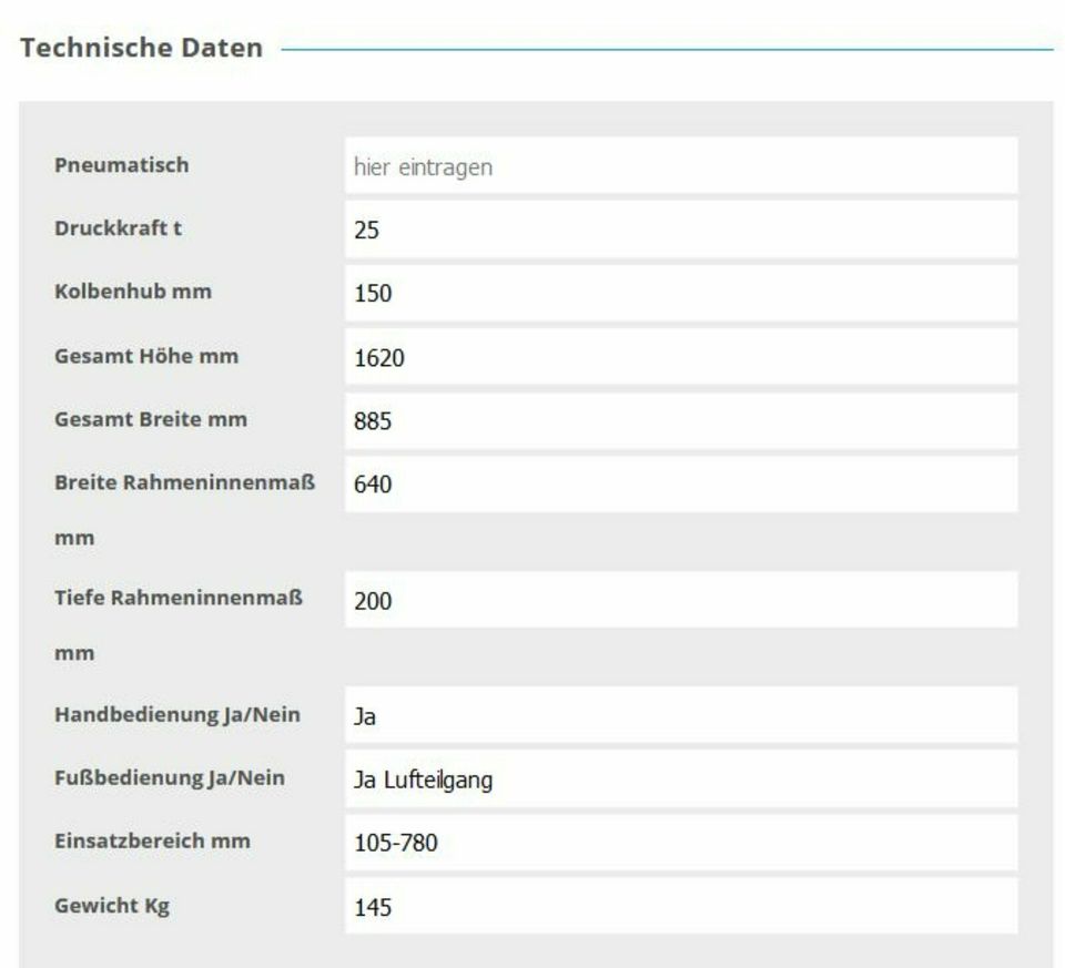 Werkstattpresse AC Hydraulic PJ25H mit verschiebbarem Zylinder in Köln