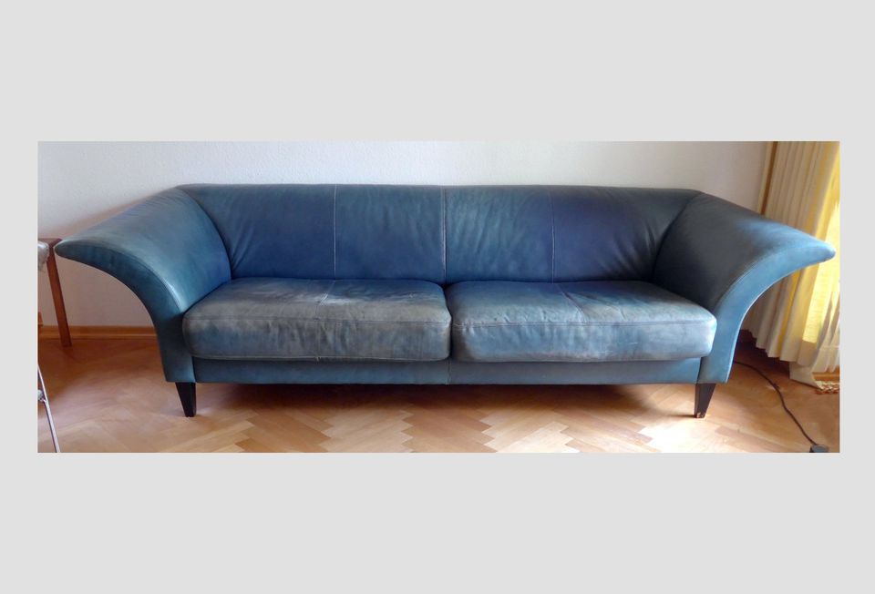 Sofa, Coach, Leder, blau in Taufkirchen