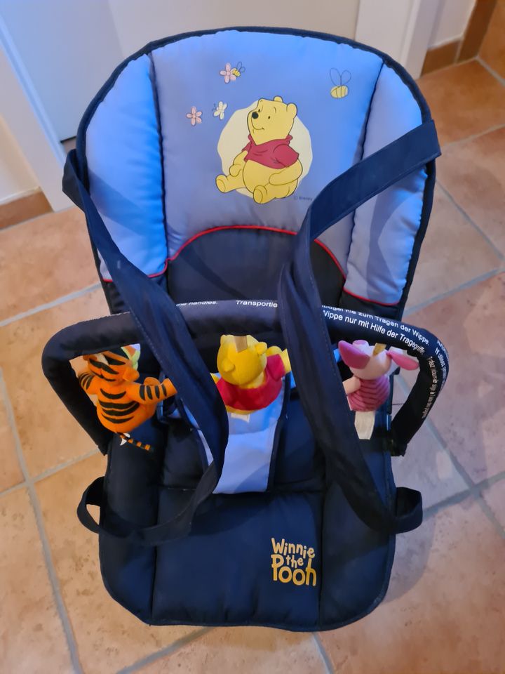 Sehr gut erhaltene Hauck Bungee Baby-Wippe "Winnie Pooh" in blau in Leichlingen