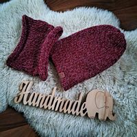 ❤️ NEU HANDMADE MÄDCHEN Strick Set Mütze und Loop dunkelrot Baden-Württemberg - Schelklingen Vorschau