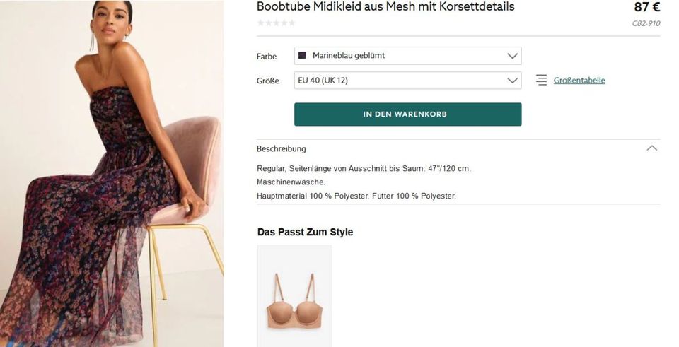 Neuwertig Next Midikleid Bandeaukleid 40 Kleid Tüll Korsettanteil in Bergkamen
