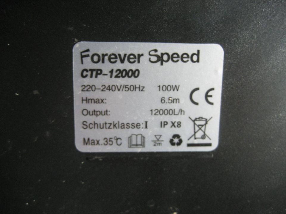 Teichpumpe Forever speed 12.000 l/h 1 x benutzt in Marienheide