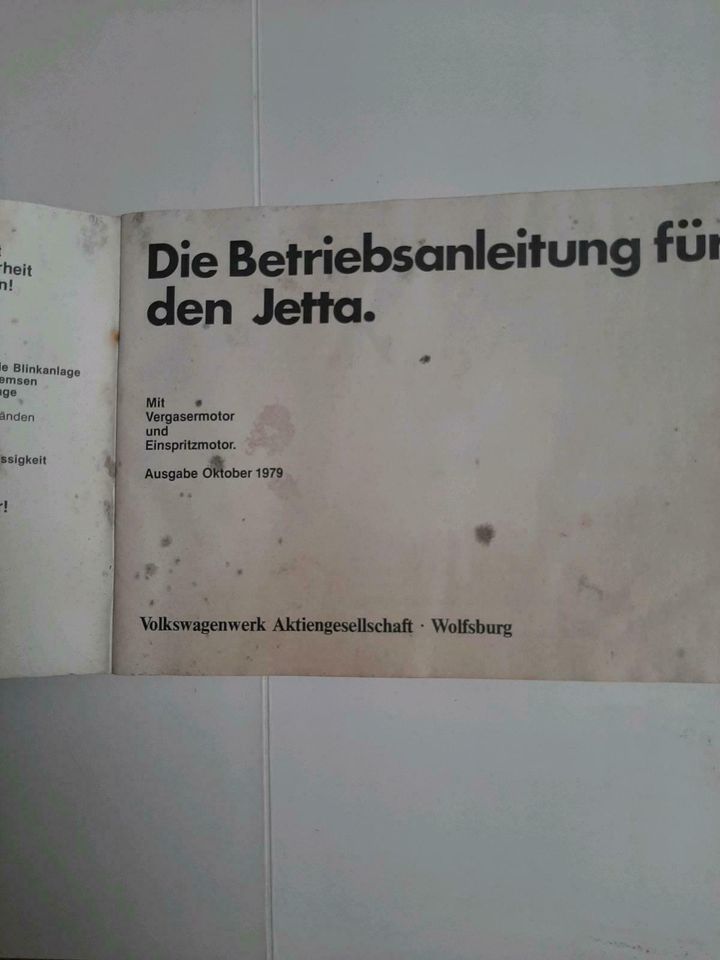 Betriebsanleitung für jetta Ausgabe Oktober 1979 in Groß Vollstedt