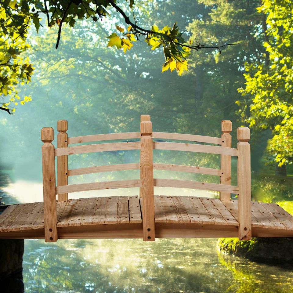 150cm Holzbrücke Teichbrücke Brücke Gartenbrücke Holzsteg Teich in