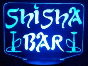 LED-Schild shisha Lounge (rot, blau, grün, weiß)