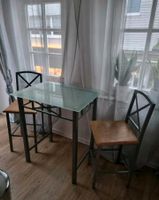 1x Glas Tisch, 2x Hocker, Stühle Küche Balkon Hessen - Kirchhain Vorschau