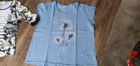 Blaues T-Shirt mit Perlen - Blumenmotiv - Gr. XL/ XXL Nordrhein-Westfalen - Alpen Vorschau
