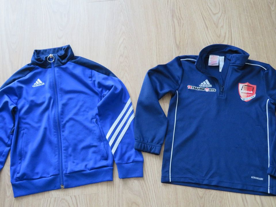 Adidas Shirt langarm Trikot Fußball Gr 128 Junge, blau dunkelblau in Schweich