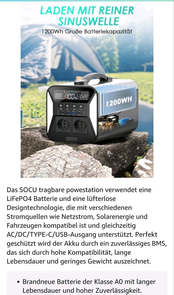 ⚡Neue Powerstation 1000Wh LiFePO4 1000W AC Mobiler Stromspeicher in Berlin