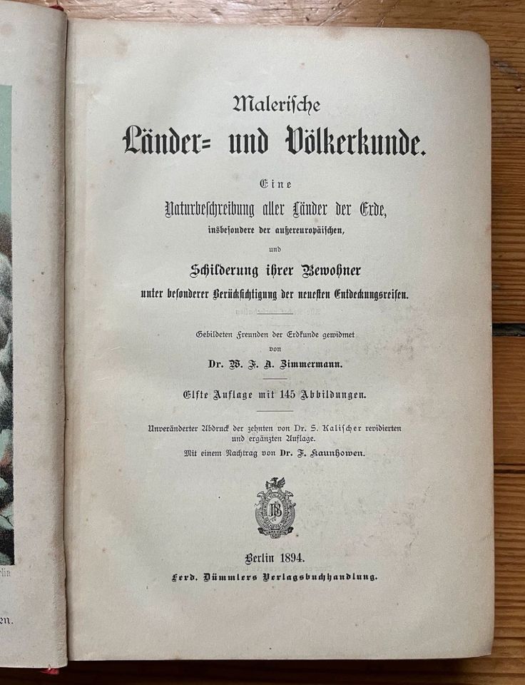 Antik - Der Erdball und seine Naturwunder Zimmermann 1894 in Berlin