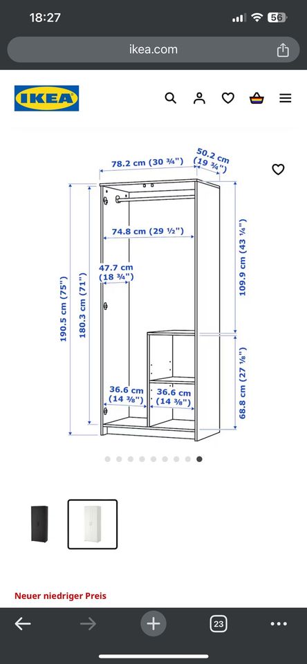 IKEA Brimnes Kleiderschrank in Korbach