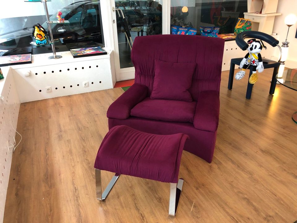 Saporiti Sessel / Lounge Chair mit Fußhocker 70er Italien top in Koblenz