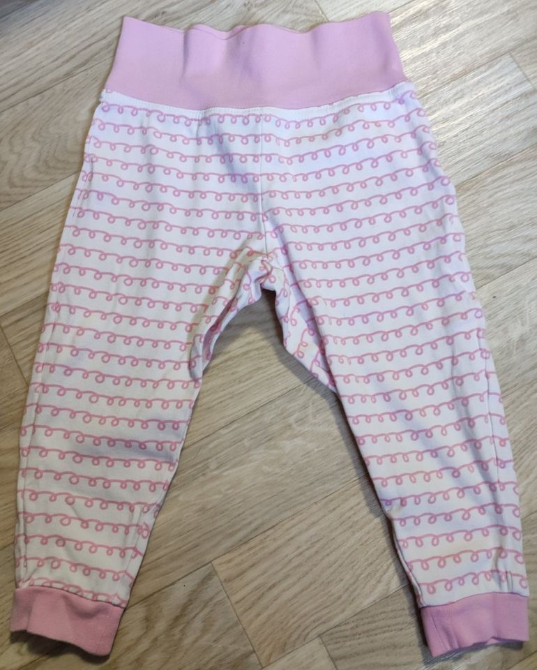 Hose / Jogginghose / leichte Stoffhose - Weiß / Rosa - Gr. 92 98 in Elsteraue