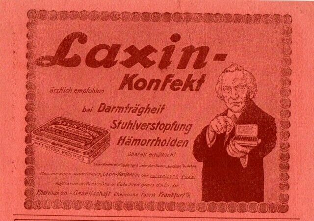 Pharmakon Frankfurt/Main "Laxin"  Reklame Vintage-Deko 1918 in Steinen