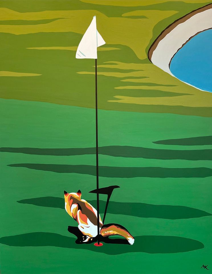 Gemälde 90x70 Fuchs Golfplatz Bild grün Golf 280,00€* in Berlin