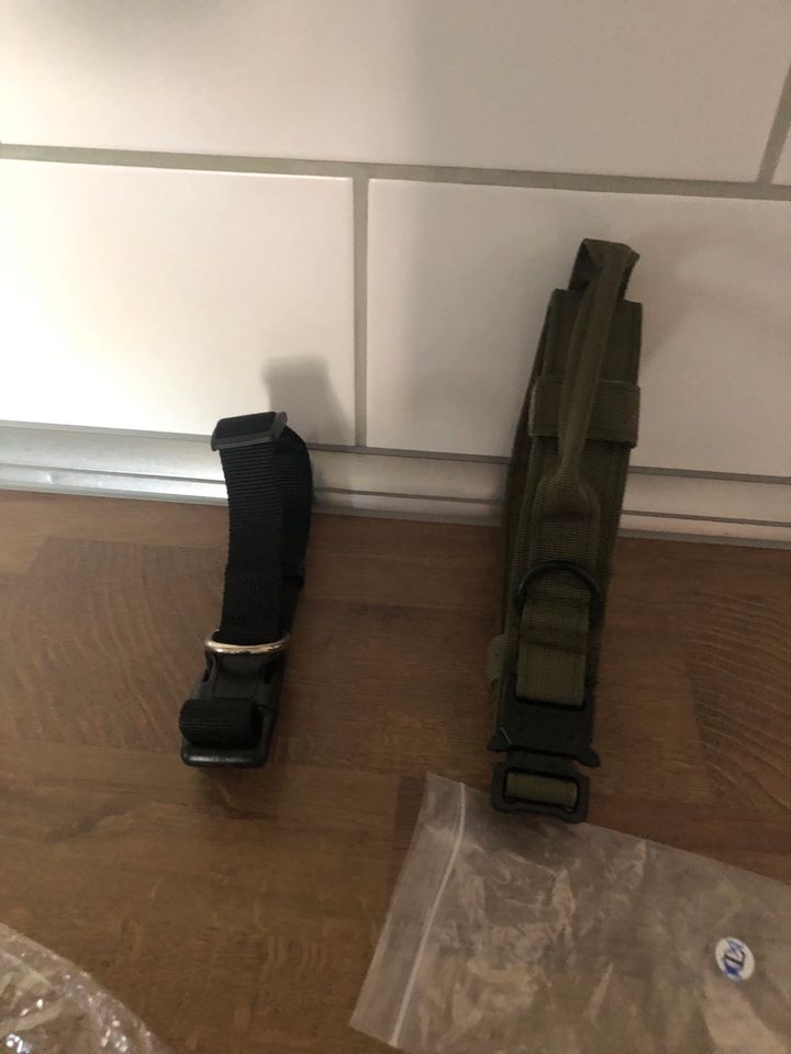 2 Hundehalsband Militär Nylon Halsband mit Griff Verstellbar Gr.L in Köln