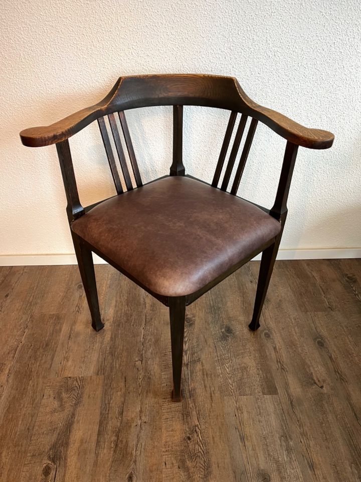 Eckstuhl Stuhl Holz Eiche Jugendstil Leder Vintage Sessel Antik in Stuttgart