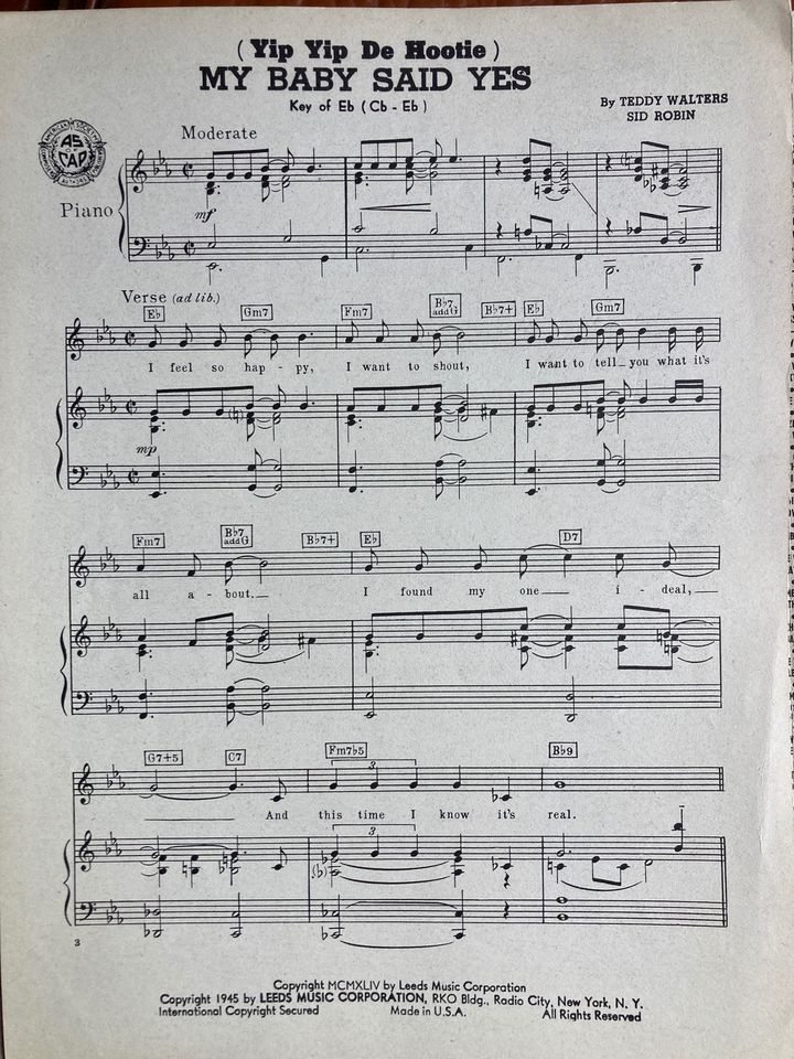 40s Vintage Notenblätter Music Sheet 50er Jahre USA RAR Sammler in Möckmühl