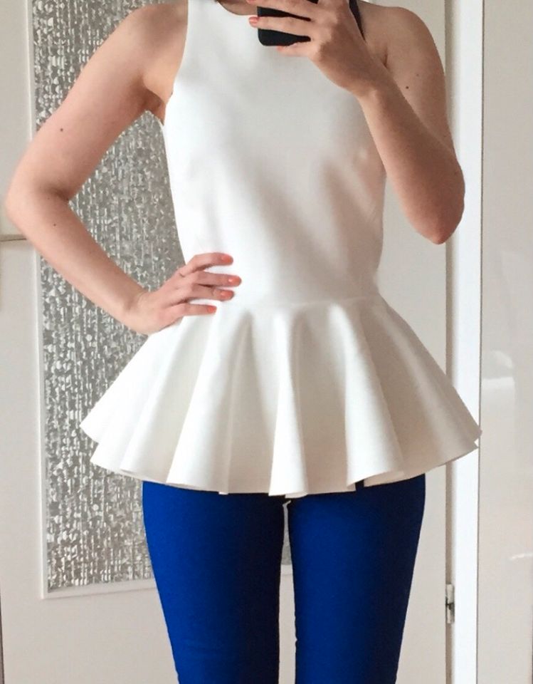 NEU H&M Trend Peplum-Top - XXS 32 - weiß Schößchen schick sexy in Rödermark