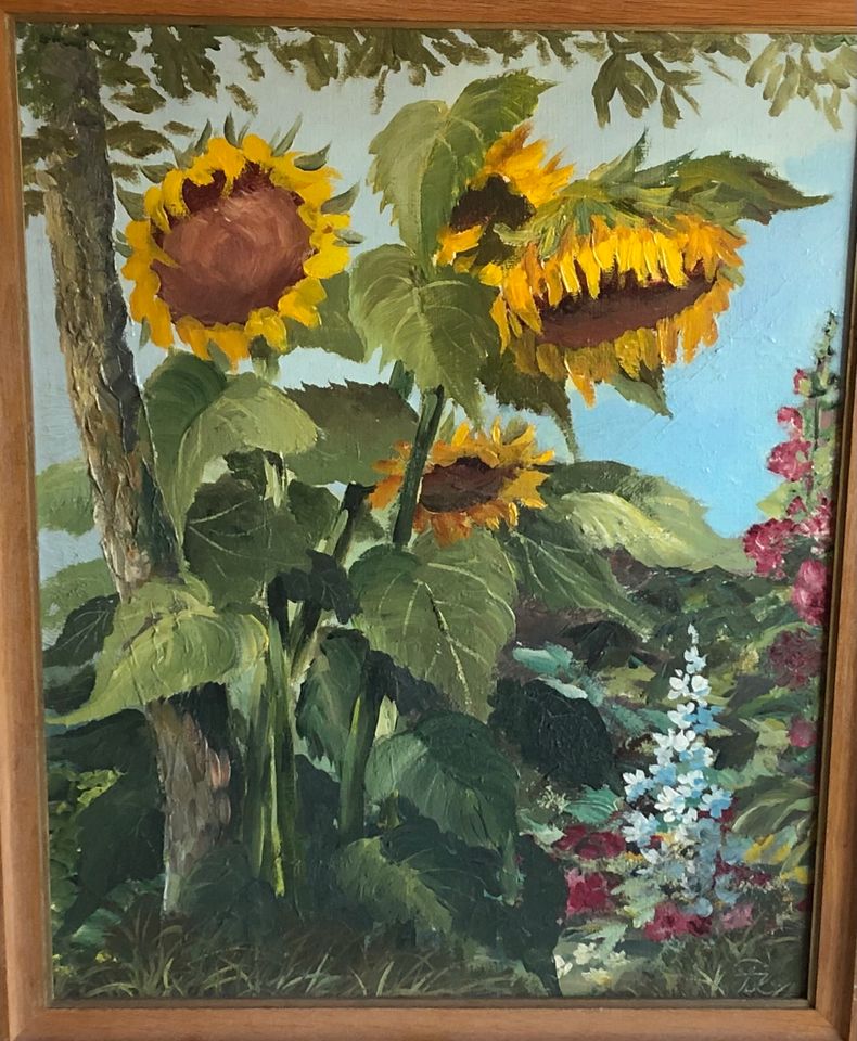 Ölgemälde Ölbild Sonnenblumen Garten Landschaft Natur in Köln