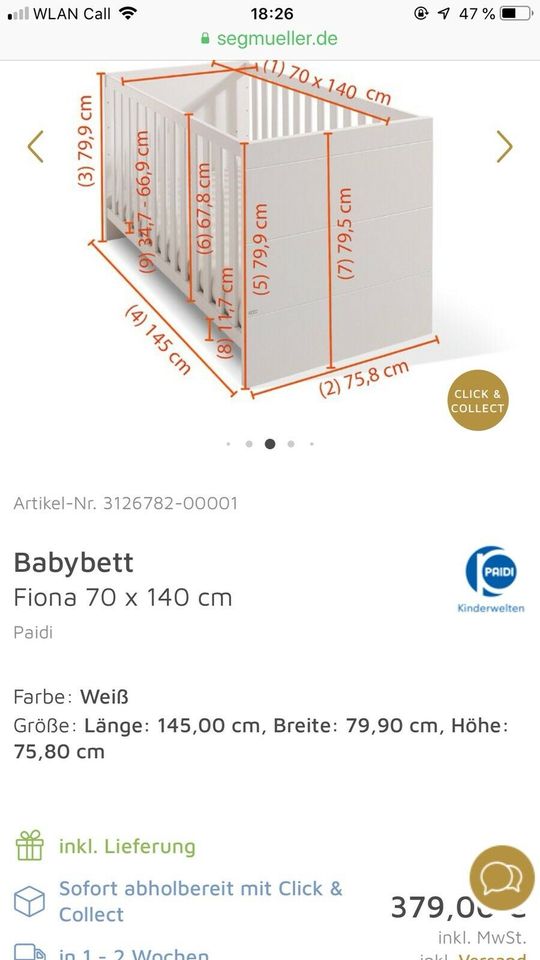 Baby Bett - Fiona v. Paidi in Frankfurt am Main