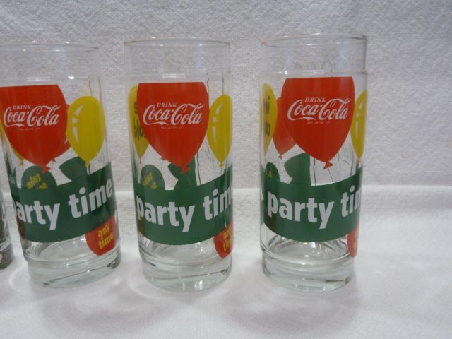 4 Vintage 90er Jahre Coca Cola Glas Party Time 0,3 Liter Sammler in Täferrot