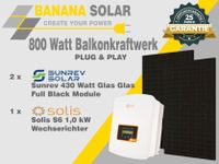 800 Watt Balkonkraftwerk ( drosselbar auf 600 Watt ) mit Solis 1Kw Richter und 2 x SUNREV 430Watt Bifazialen Glas Glas Modulen ( 860 Watt / p ) Nordrhein-Westfalen - Grevenbroich Vorschau