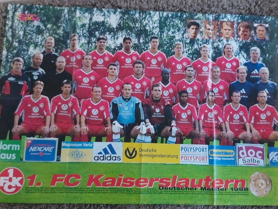 1.FC Kaiserslautern Mannschaftsbild Poster aus Meister 1999/ 2000 in Schorndorf