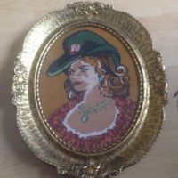 Gobelin holzrahmen gold oval frau portrait handarbeit Niedersachsen - Seelze Vorschau