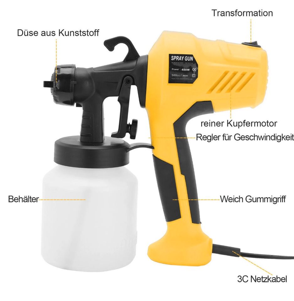 400W Farbsprühsystem Elektrische Farbspritzpistole Lackierpistole in Bebra