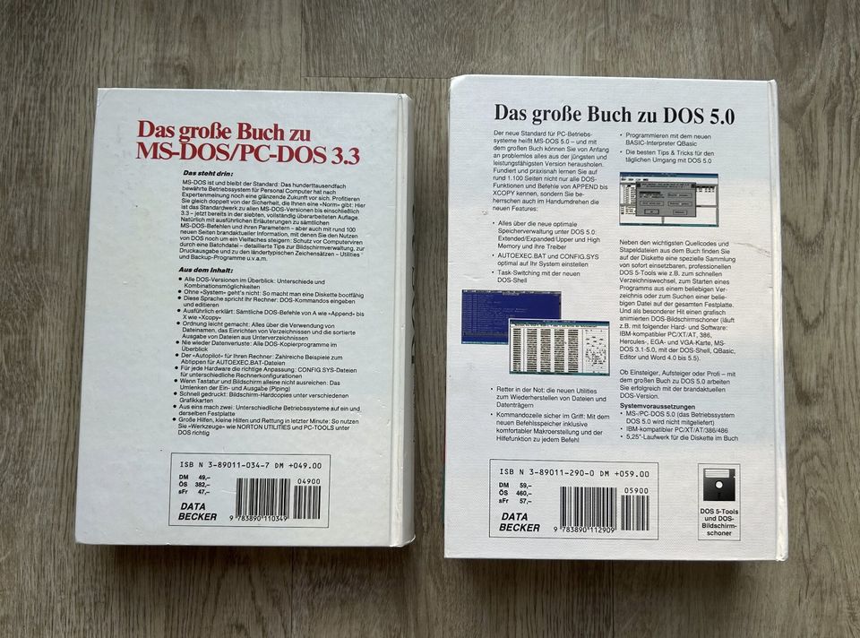 2x MS-DOS Bücher DOS 3.3 / DOS 5.0 DATA BECKER in Nürnberg (Mittelfr)