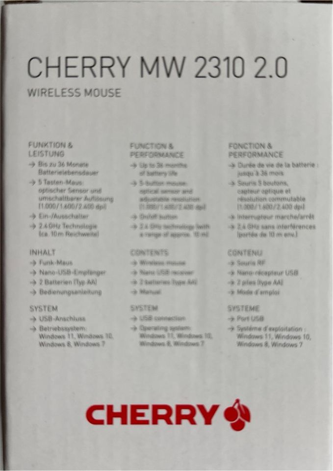 CHERRY MW 2310 2.0 Maus NEU OVP in Hessen - Glauburg | Tastatur & Maus  gebraucht kaufen | eBay Kleinanzeigen ist jetzt Kleinanzeigen