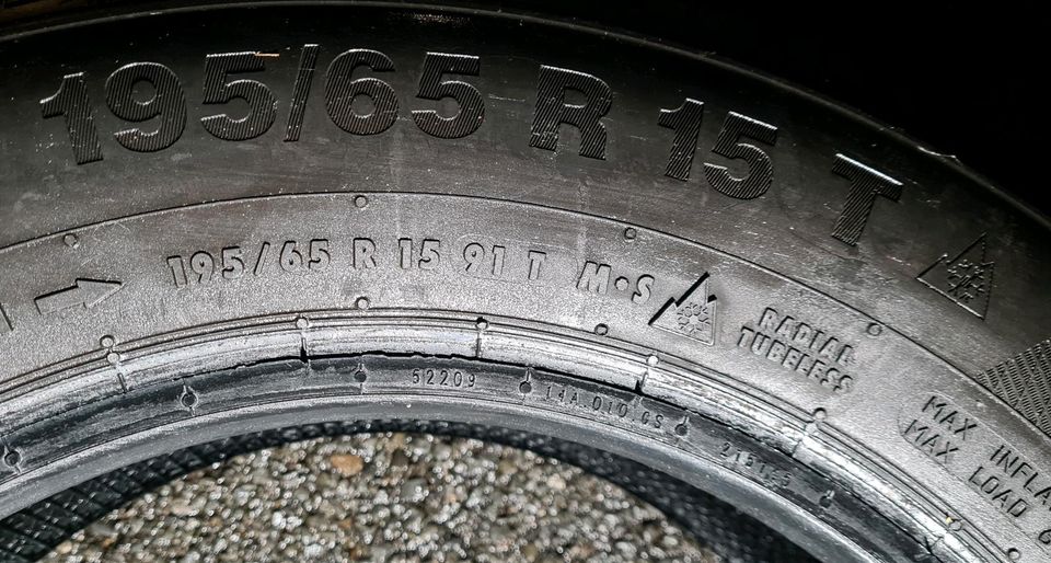 1 Stück.  195 / 65    R 15   91  T. Continental  Winterreifen. in Hennef (Sieg)