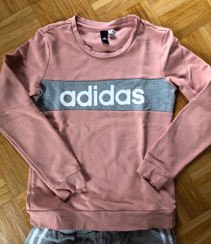 Adidas Jogginganzug Pullover Hose Training Grau Rosa S in Obrigheim