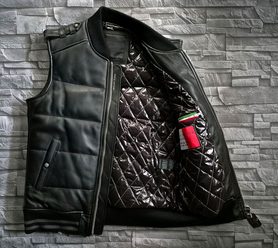 PHILIPP PLEIN LEATHER VEST ELK / L / NEU / in Ober-Mörlen