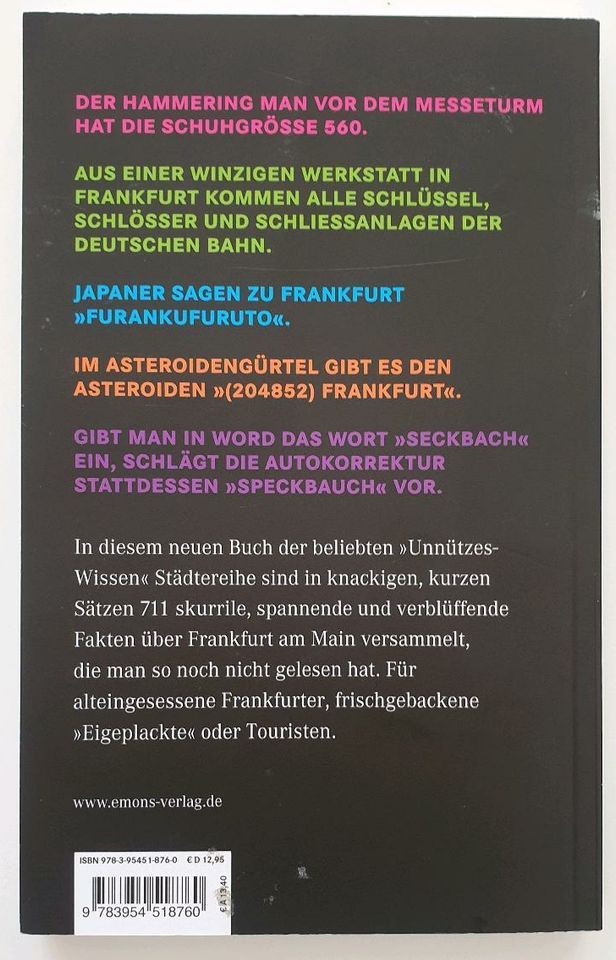 NEU Buch "Unnützes Wissen Frankfurt" auch ideal als Geschenk in Frankfurt am Main