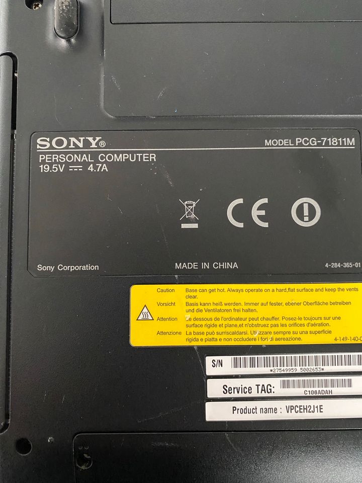 Sony VAIO PCG-7181M ohne Festplatte Laptop in Haßloch