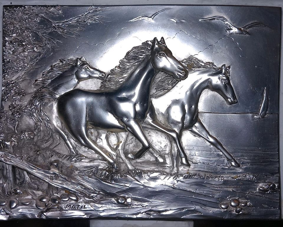 Laufpferde 925 Silber Relief Platten Spiegel 3er Set Italien in Lohmar