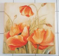 Bild orange mit Blumen / Leinwand Größe 78 x 78 cm Bayern - Röthlein Vorschau