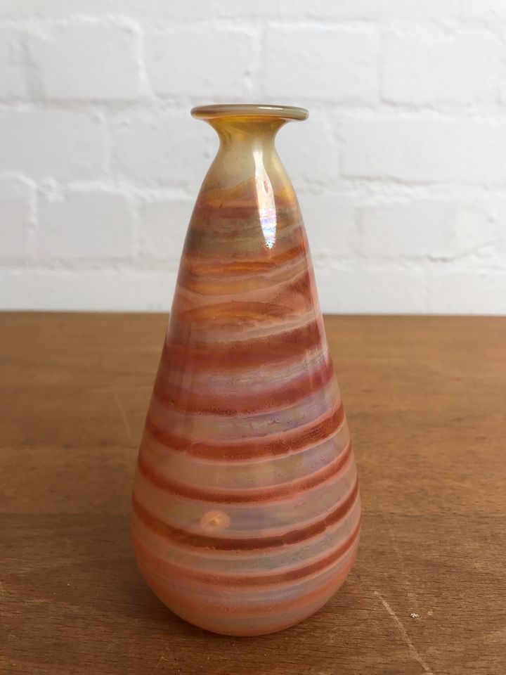 VASE Murano Mundgeblasen Glas Signiert 80er rose orange Glasvase in Hamburg