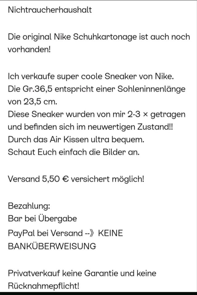 Nike Sneaker/Nike Freizeitschuhe/Nike Gr.36,5 in Ulm