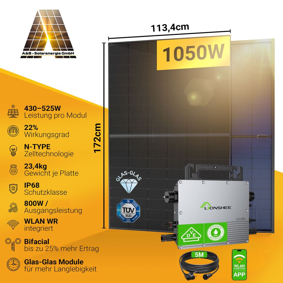 Balkonkraftwerk 1050W / 800W mit 1024 Wh Speicher 1600W Hub in Visbek