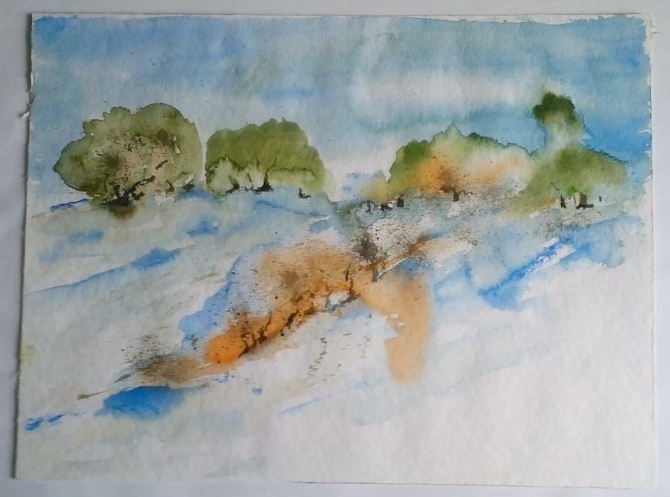 Aquarell "Bäume" von Hans Richartz, Solingen, ca. 40 x 30 cm in Solingen