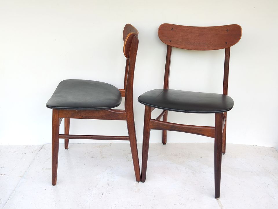 2 Vintage Dänischer Stühle aus Teakholz mit gebogener Rückenlehn in Karlsruhe